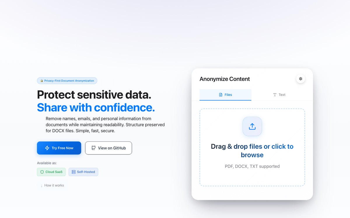 Screenshot von AnonDocs